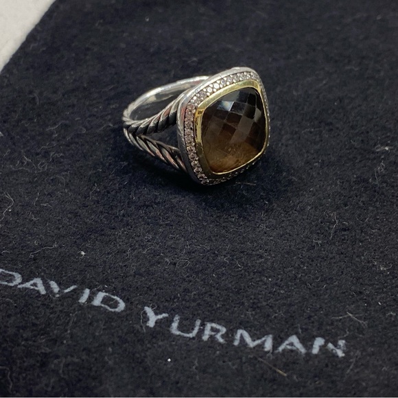 David Yurman- Albion Smokey Quartz Diamond Ring with Gold and Diamonds. - Picture 4 of 8